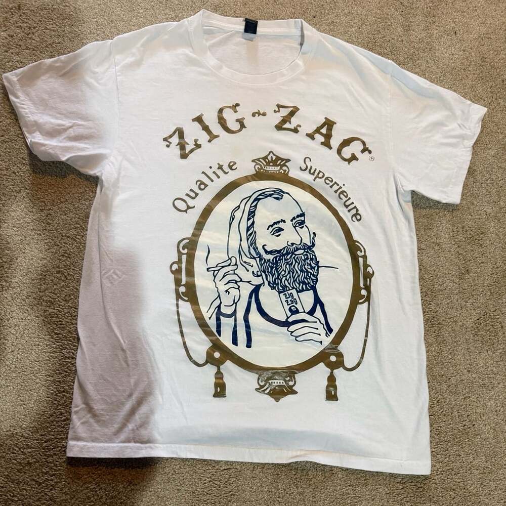 Zig-Zag Rolling Papers Qualite Superieure Vintage Graphic T-Shirt White Large